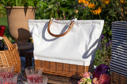 WILLOW AND FABRIC COOLER BAG WILLOW HANDLE