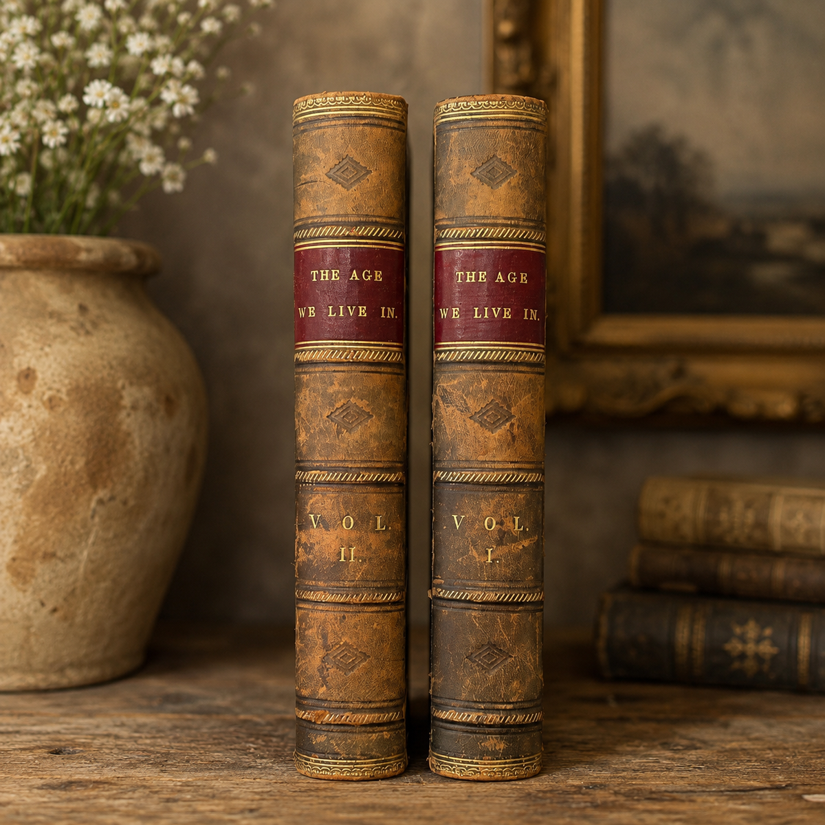 Antique Victorian Leather-Bound Books – The Age We Live In (2-Volume Set)