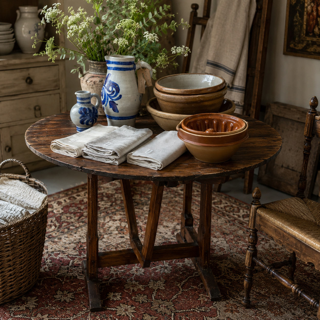 Antique French Folding Vendange (Wine Tasting) Table
France, circa 1850-1890