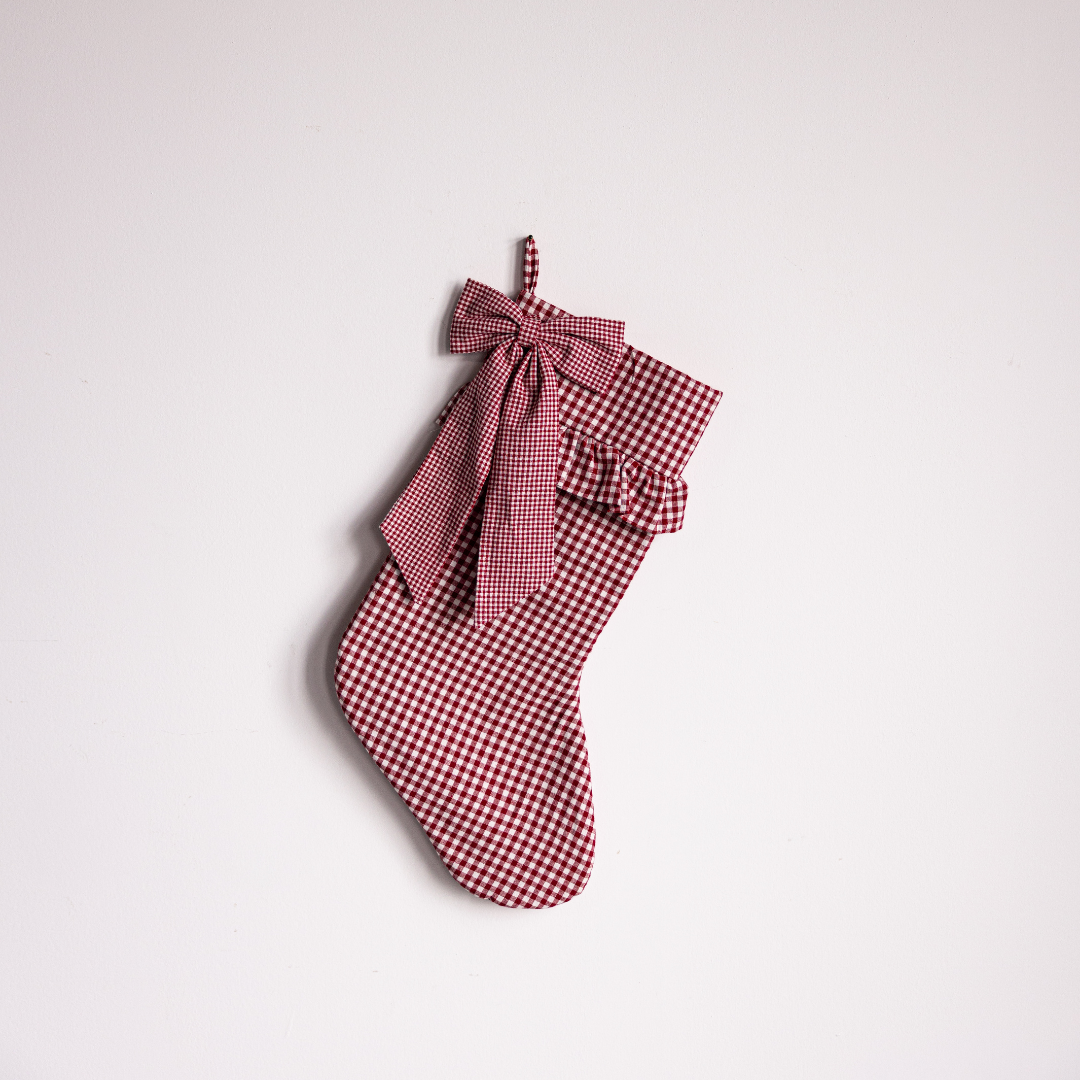 Red Gingham Bow Holiday Stocking