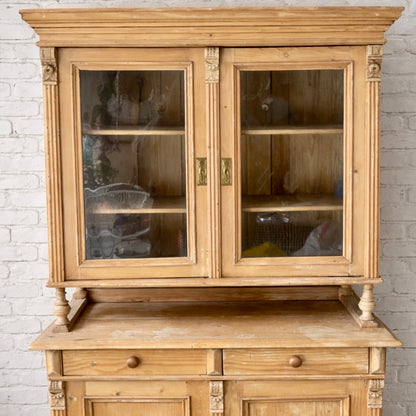 Antique european Pine Stepback Cupboard circa 1880-1910