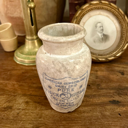 Carricks Cumberland Dairy Co. Cream Pot – Carlisle, England (c.1900)
