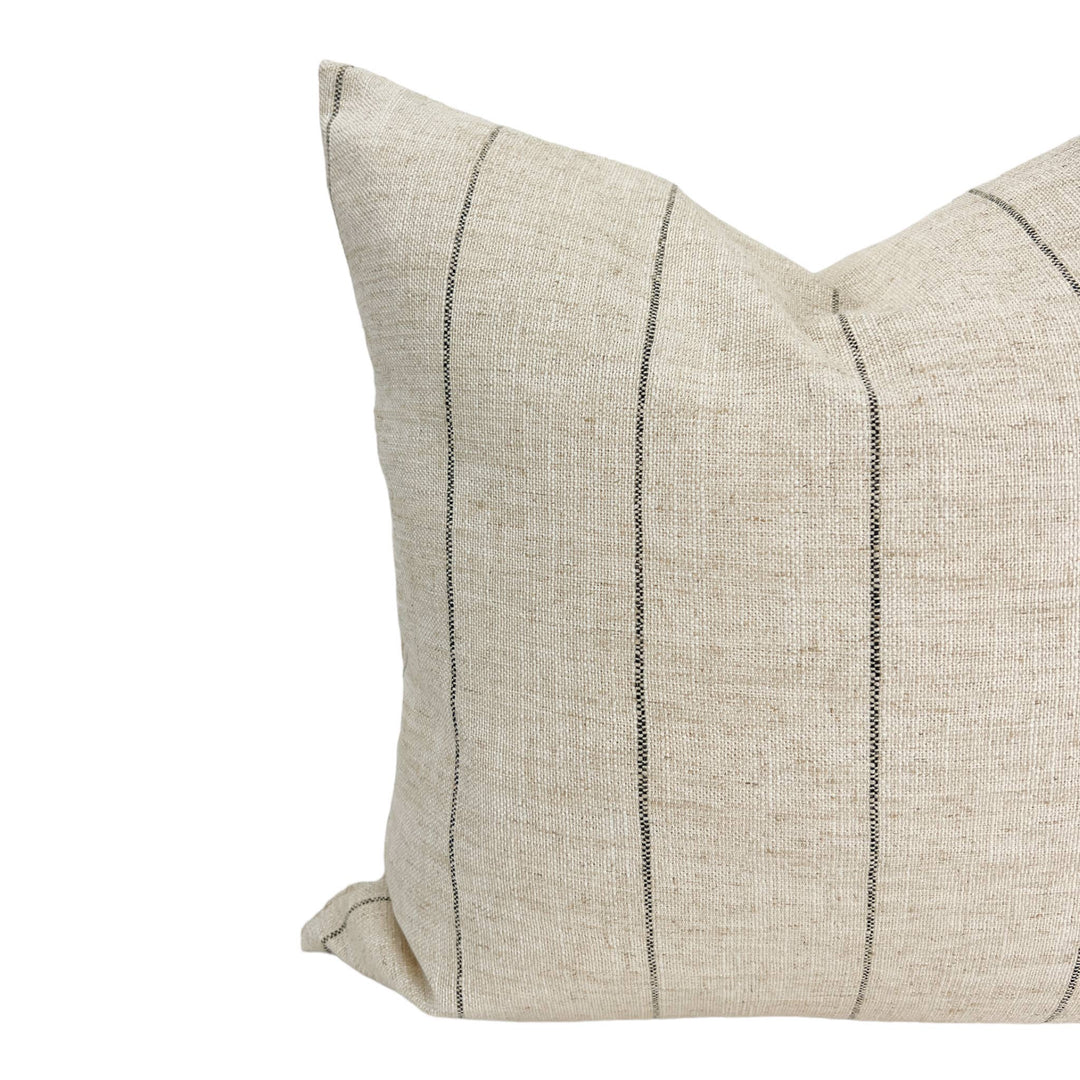 Darby | Neutral black stripe woven pillow cover