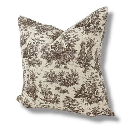 Wilhelm | Brown french toile Pillow Cover