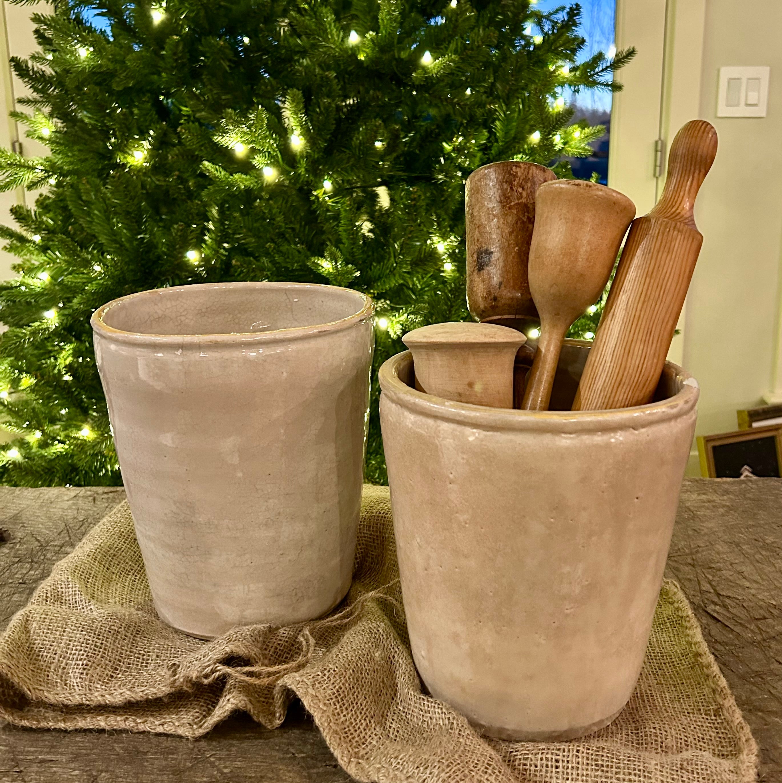 Italian antique glazed confit pots