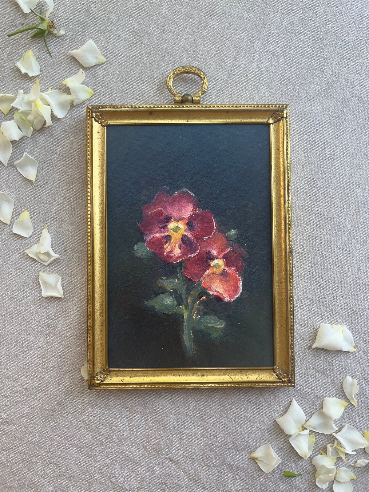 Midnight Antique Shades Pansies-Framed Fine Art Print (frame not as shown)