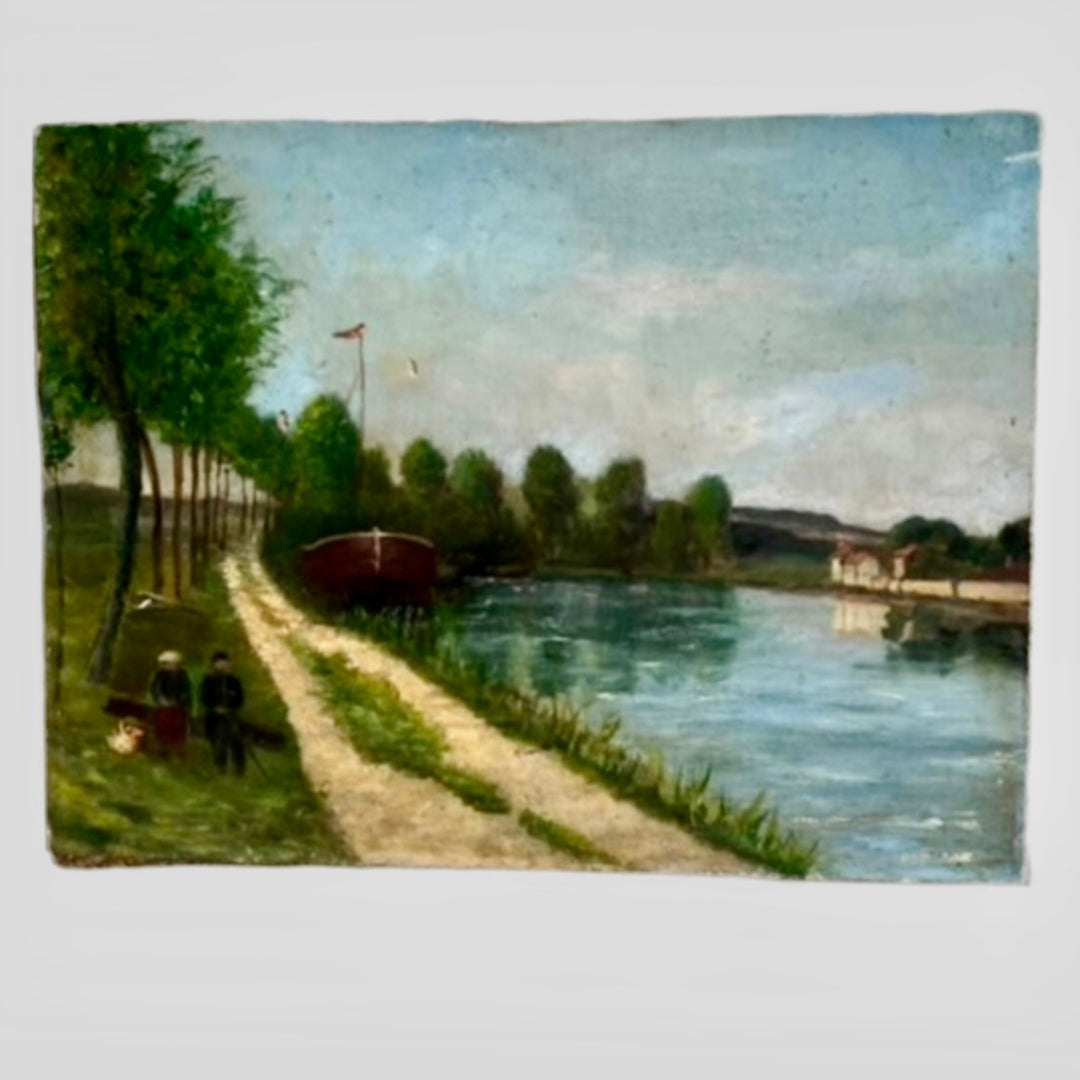 By the Riverbank - Oil on Canvas