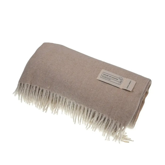 Wool Herringbone Blanket- Oat