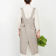 Linen Square Cross Apron Natural
