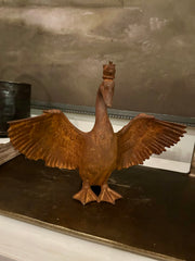 Antique French Cast-Iron Swan with Crown