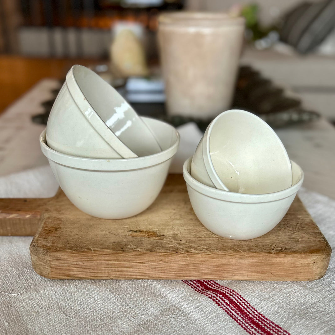 Vintage Ironstone Pudding Bowls (Set of 4)