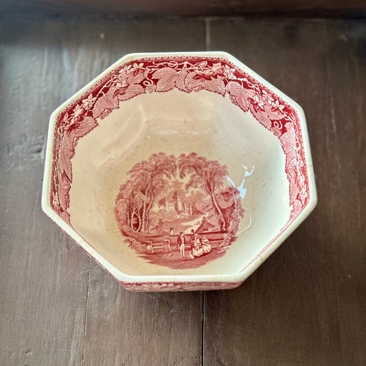 Mason’s “Vista” Ironstone Bowl – Red Transferware (c. 1890-1910)