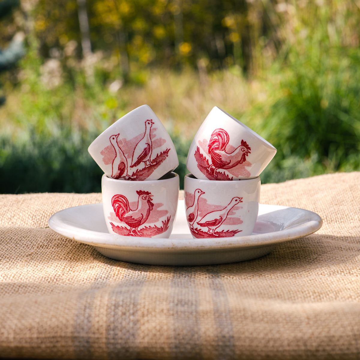 Burleigh English transferware egg cups - set of 4