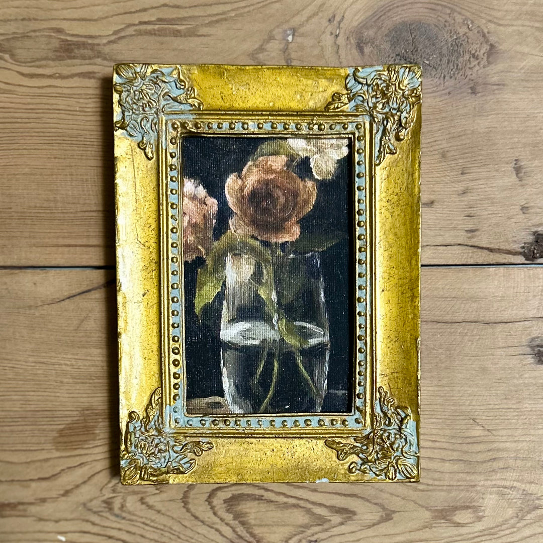 Set of Three Floral Still Life Prints in Ornate gilt frames