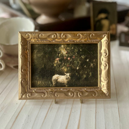 Under the apple tree, in vintage style frame