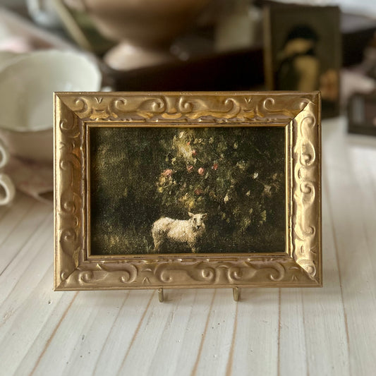 Under the apple tree, in vintage style frame