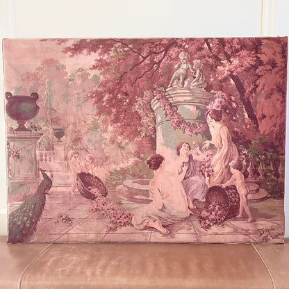 Vintage Italian Mounted Tapestry Panel