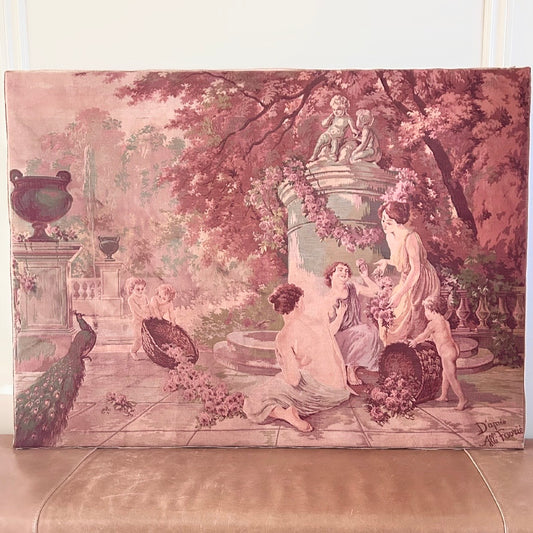 Vintage Italian Mounted Tapestry Panel