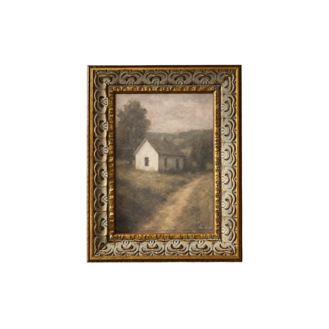 Antique-Inspired Gold Leaf Crowned Farmhouse Art