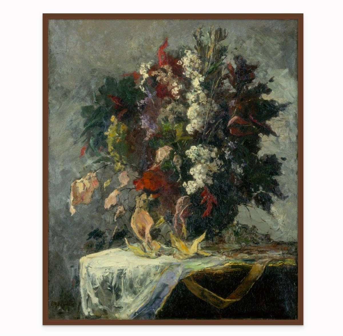 Floral Still Life stretched canvas print in floating frame