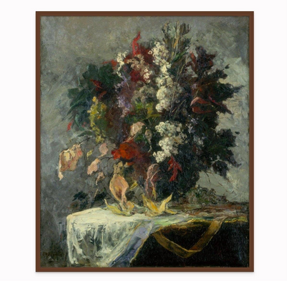 Floral Still Life stretched canvas print in floating frame