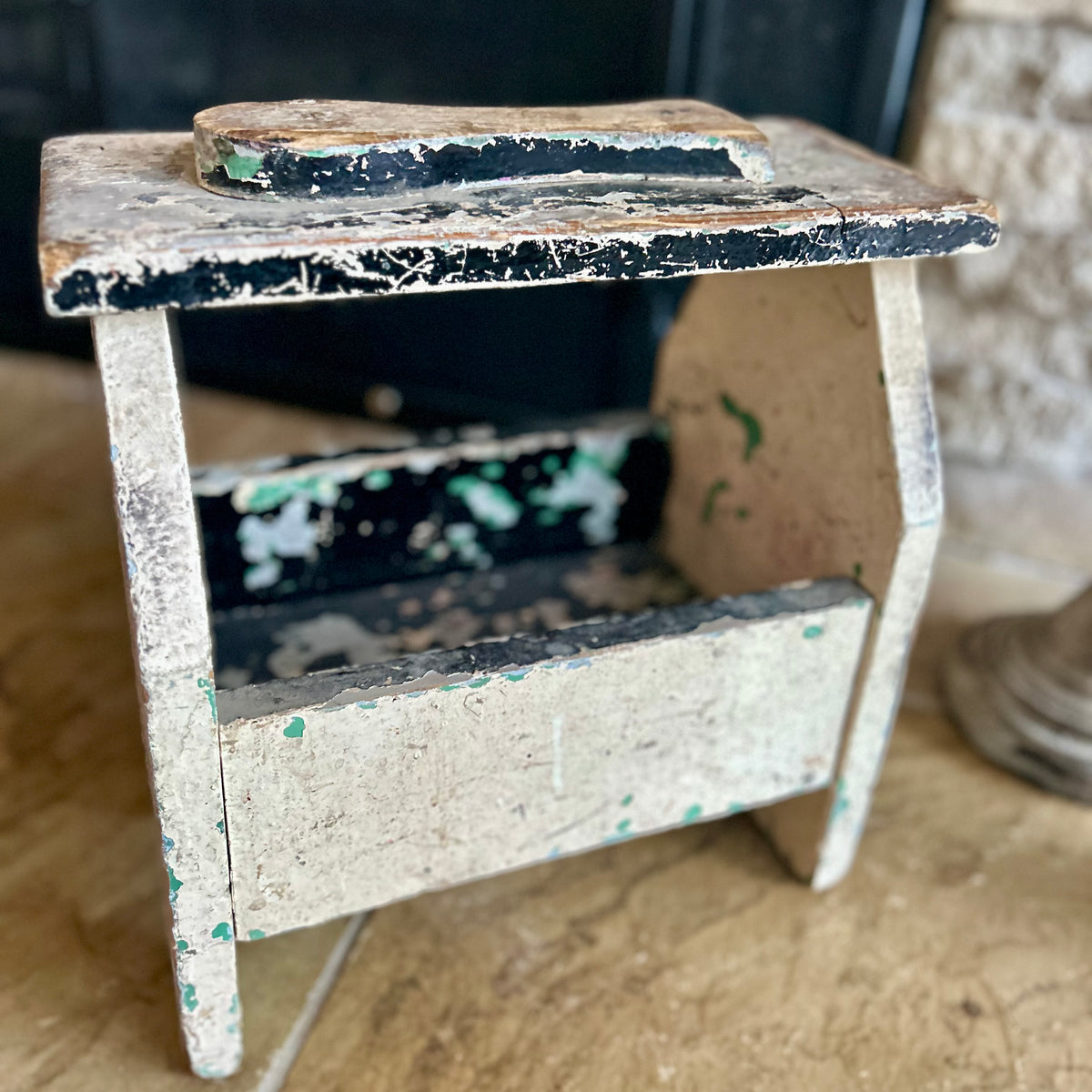 Vintage Wooden Shoe Shine Box with Original Paint, c. 1930s