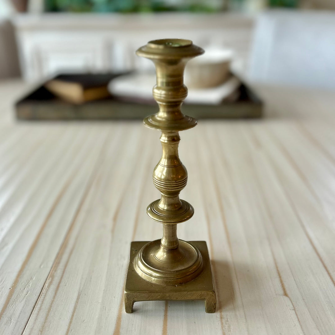 Antique Brass Candlestick | Square Base