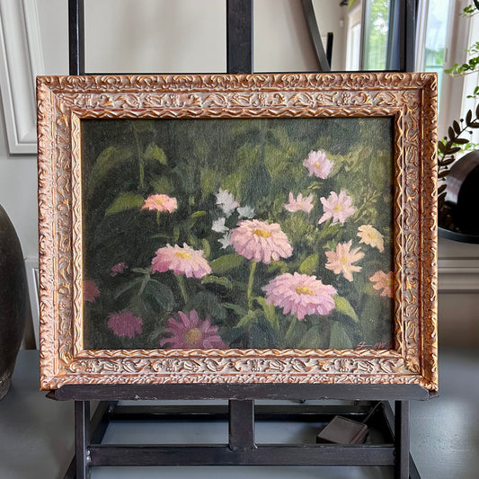 Original Oil Floral Painting in Vintage-Style Frame by Jacob Mark