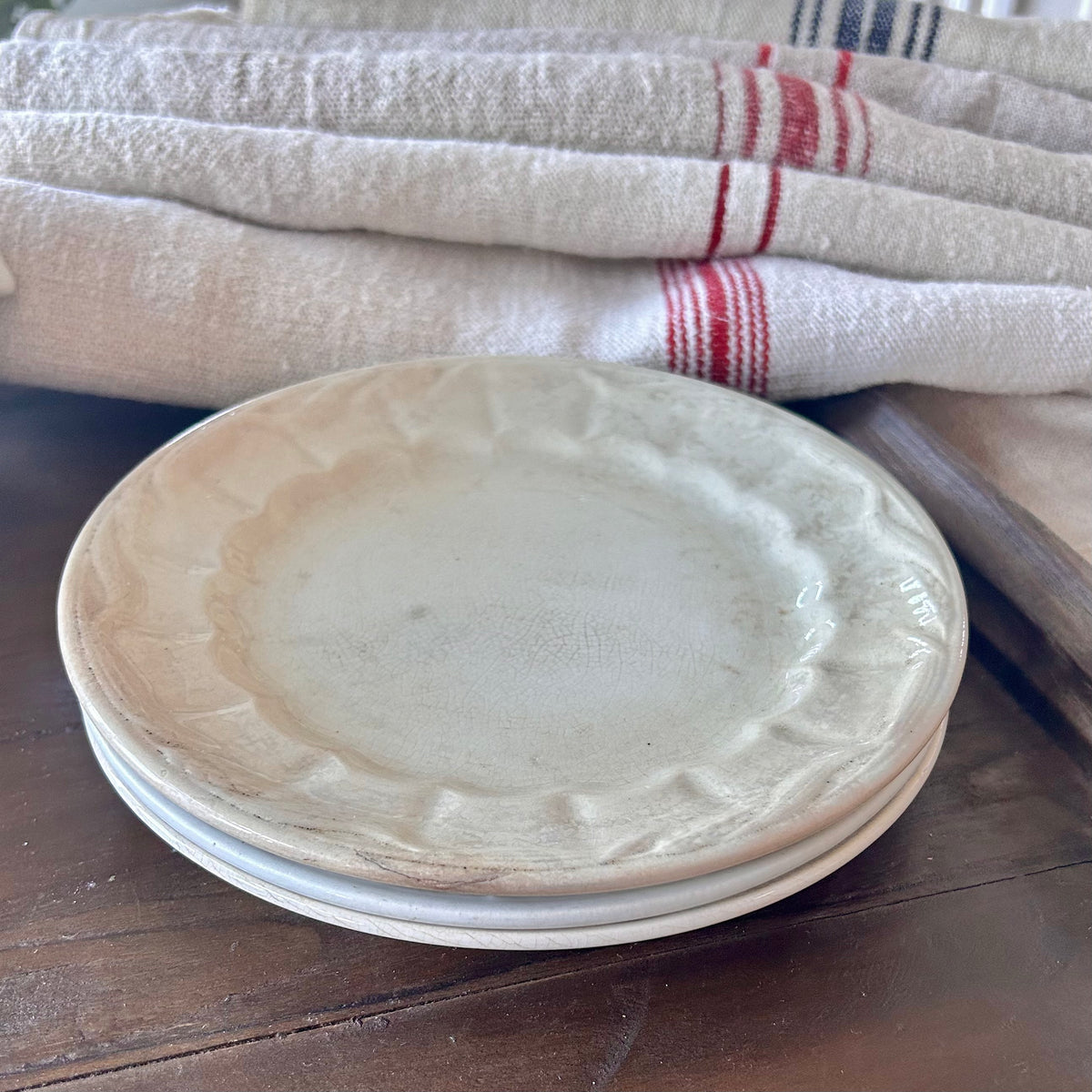 Set of 3 Antique ironston Plates mid-19th century
