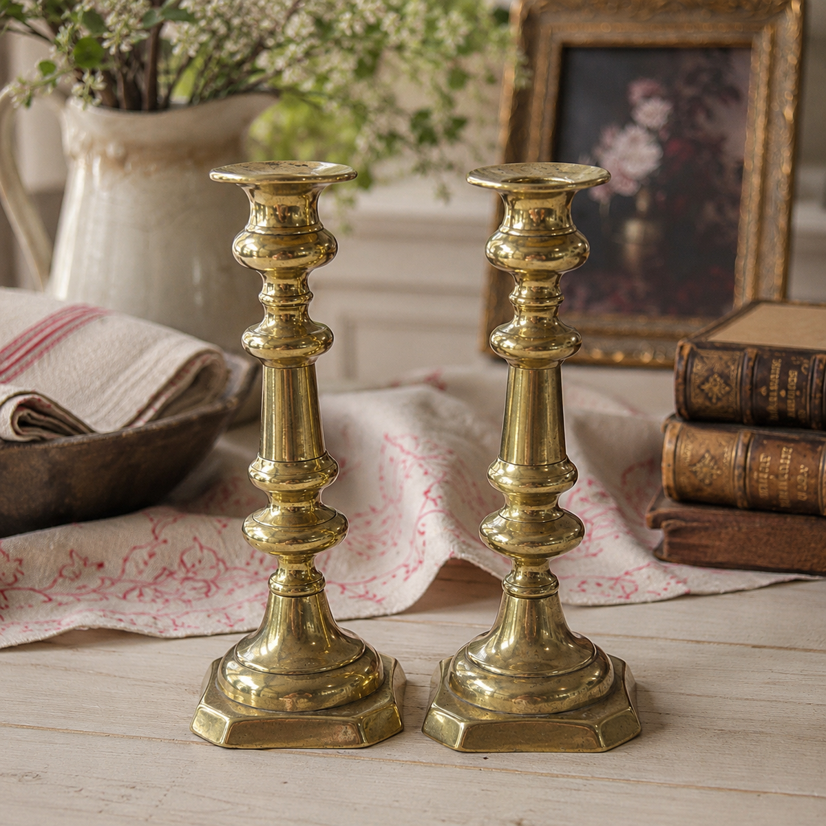 Pair of Antique English Brass Candlesticks|England, c. 1890–1915