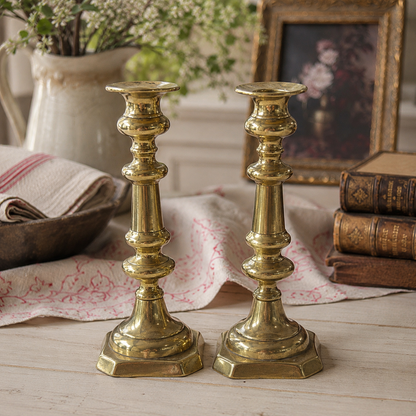 Pair of Antique English Brass Candlesticks|England, c. 1890–1915