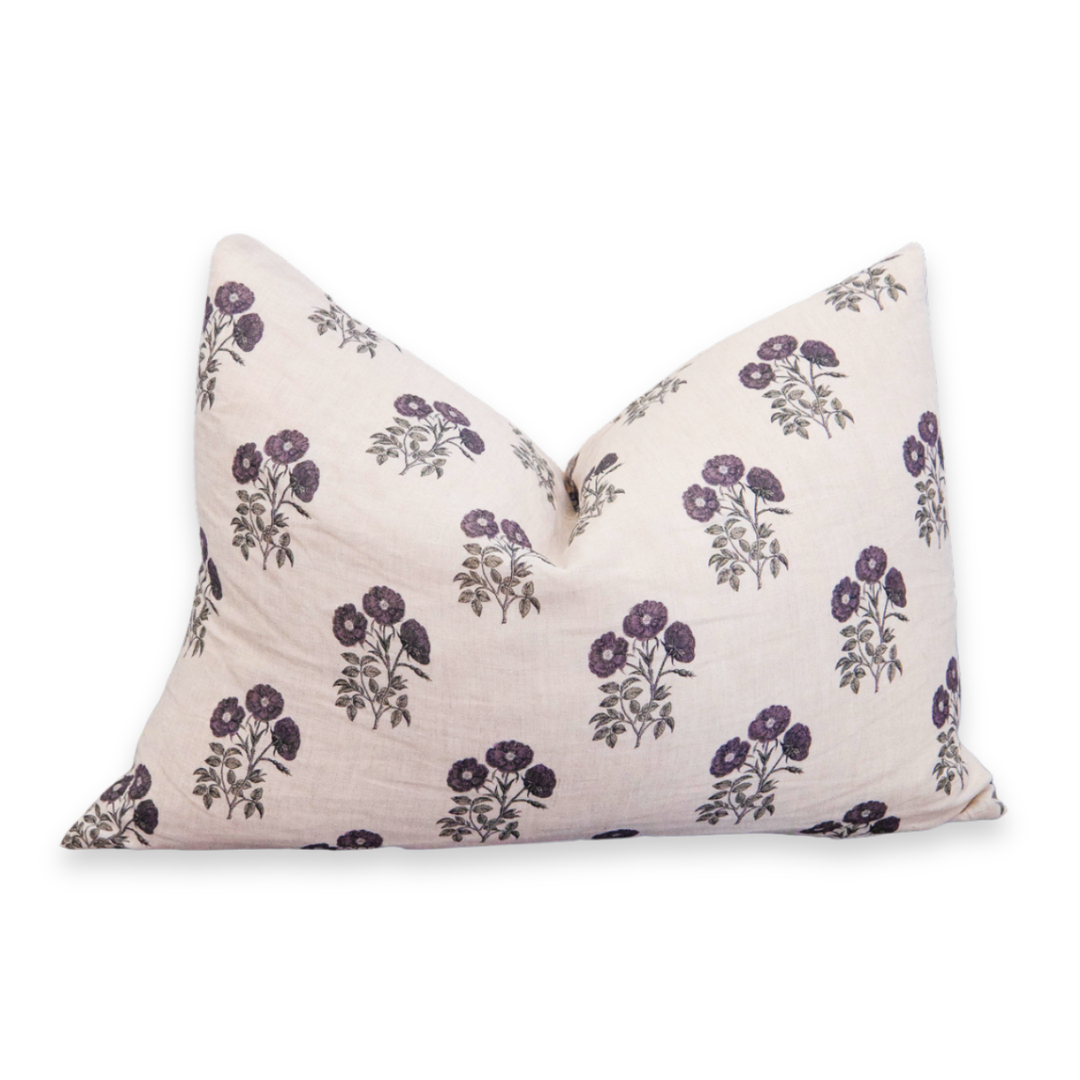 Signature Linen Brown Prairie Bloom Pillow Cover