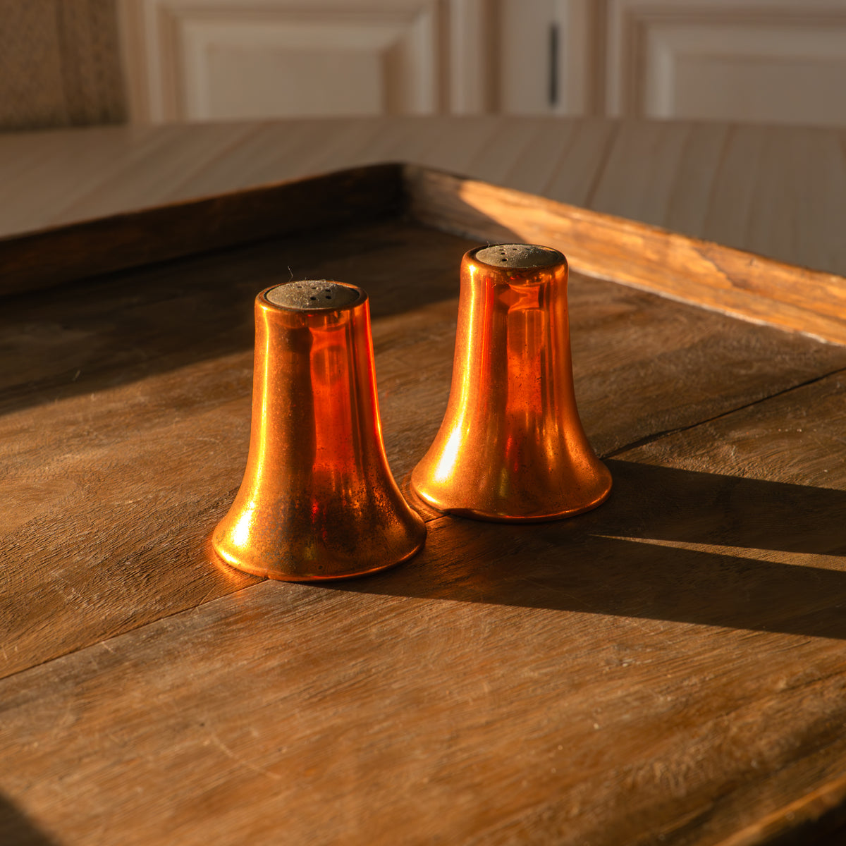 Vintage copper salt & pepper shakers
