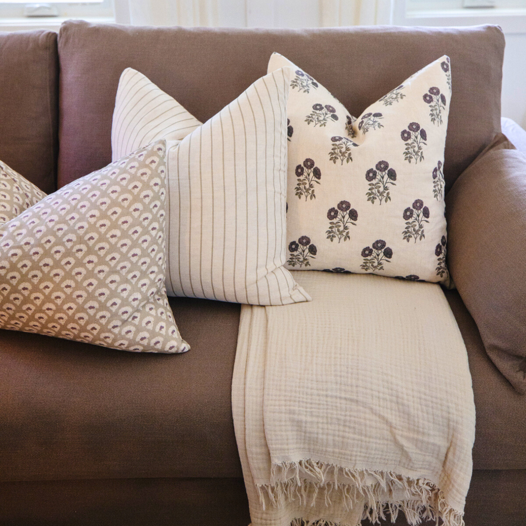 Signature Linen Brown Prairie Bloom Pillow Cover