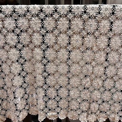 Vintage Handmade Floral Crochet Lace Tablecloth