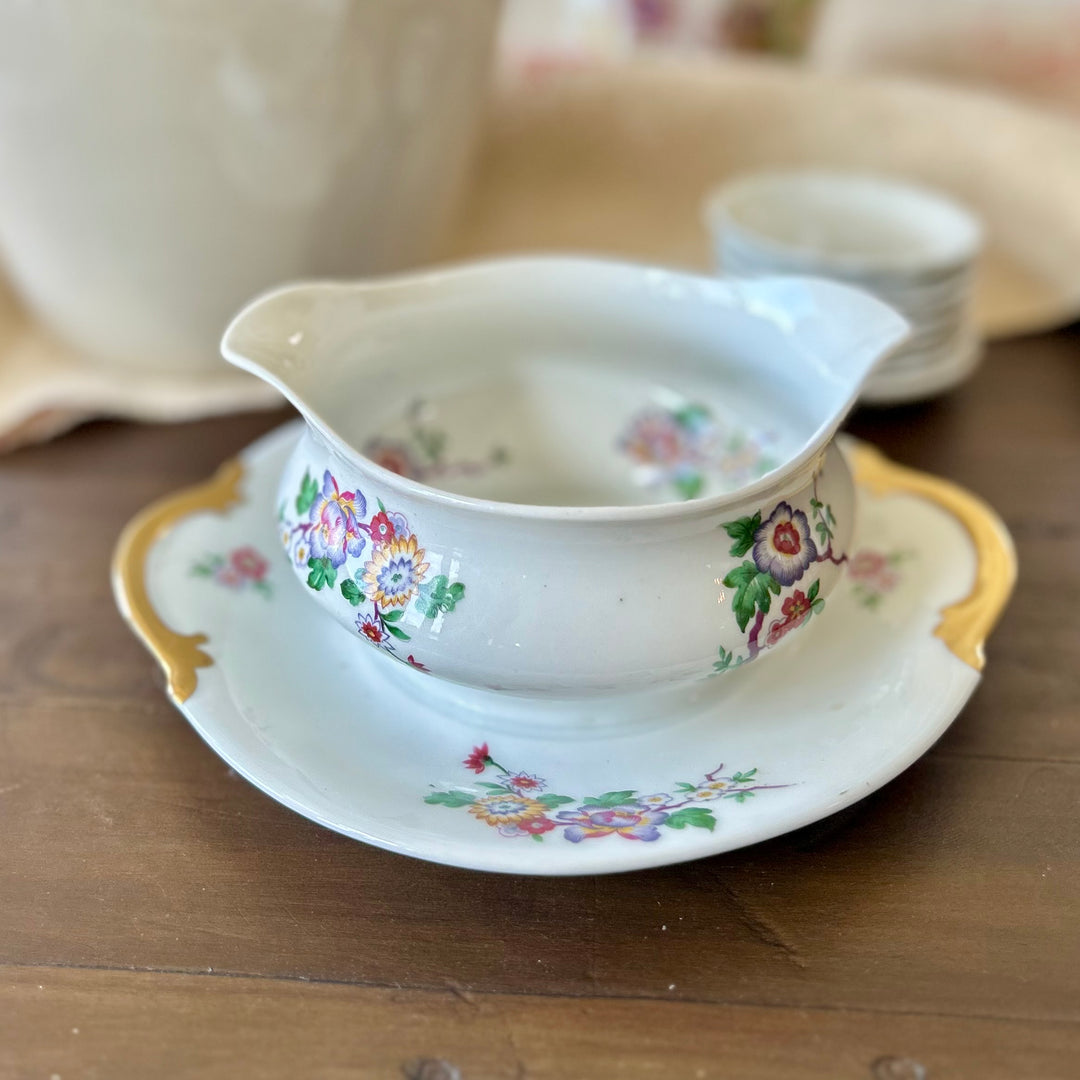 Antique Limoges Gravy Boat & Underplate c.1900 | L. Bernardaud & Co. France