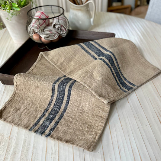French grain sack with traditional blue stripes