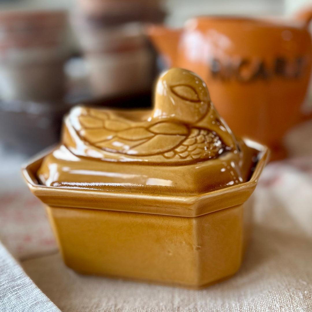 Vintage French country stoneware pâté terrine, mid-20th century