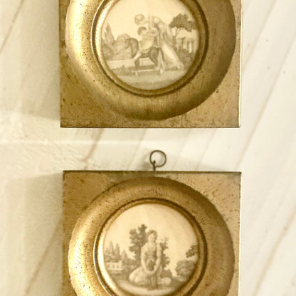 Antique Neoclassical Prints in Gilt Wood Frames (Pair)