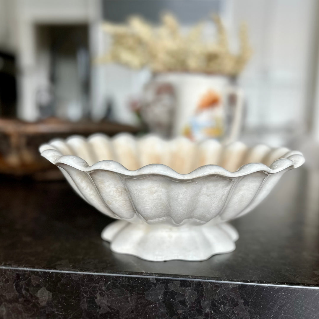 Antique English ironstone pedestal bowl