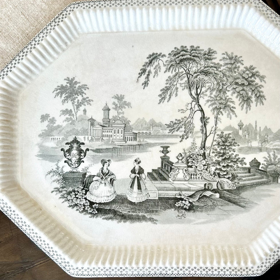 Vintage English Scenic Ironstone Platter c.1930s–1950s Wm Adams & Sons “Minuet”