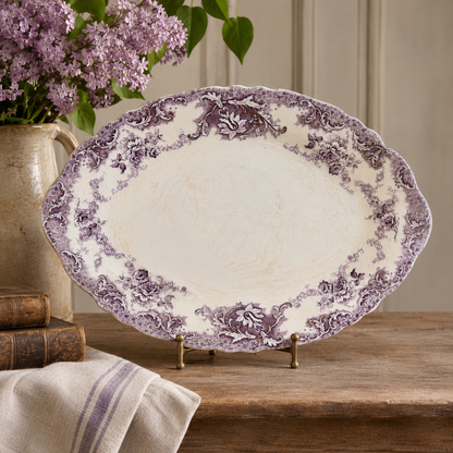 Antique English Wedgwood Purple Transferware Platter