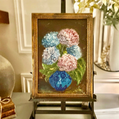 French antique Hydrangeas oil on canvas