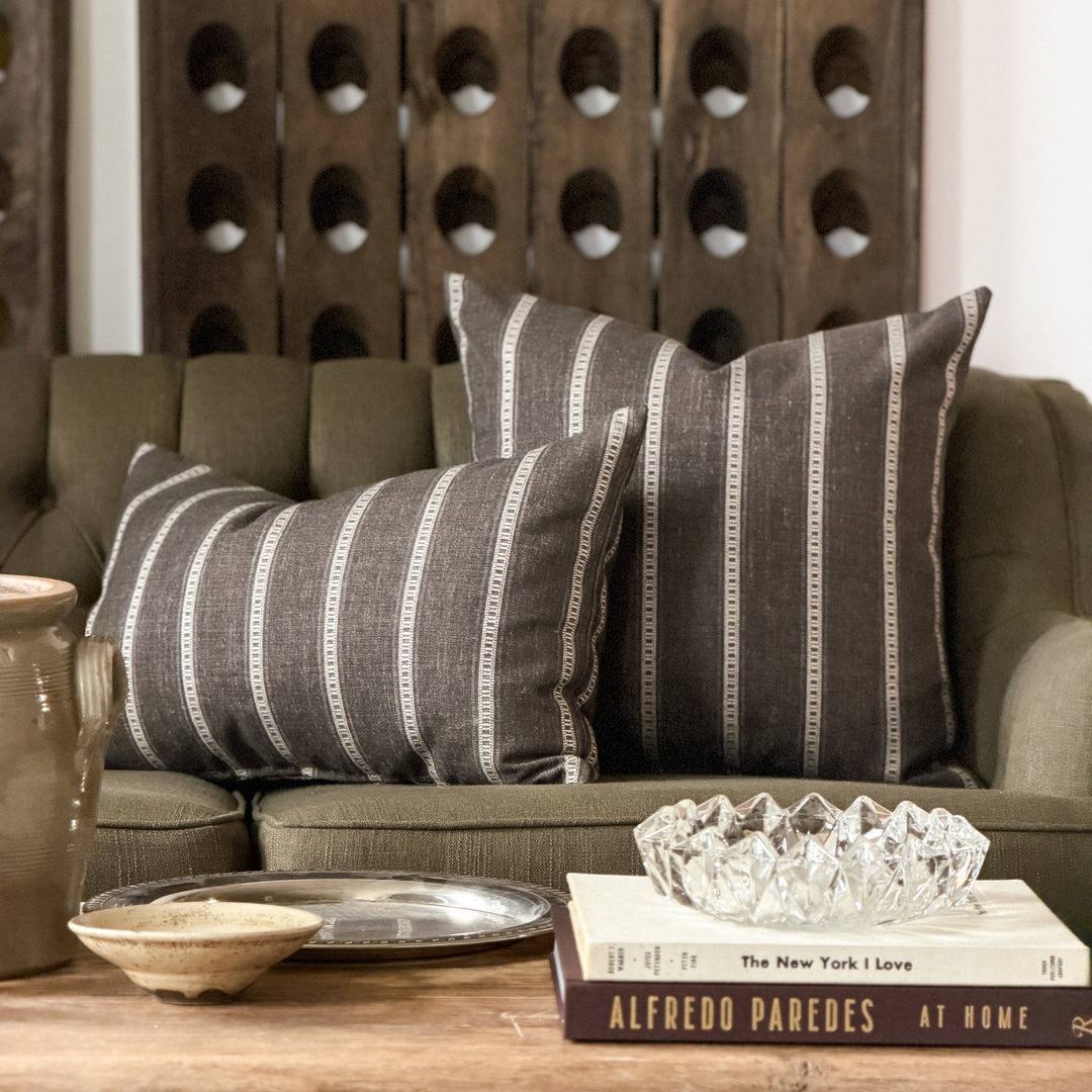 Charlie | Brown stripe woven pillow cover