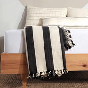 Farmhouse Throw Blanket & Bedspread large black stripe