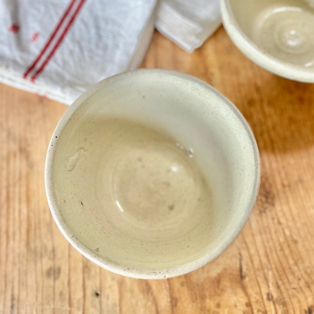 Antique English Stoneware Dairy Bowls (Pair Available)
