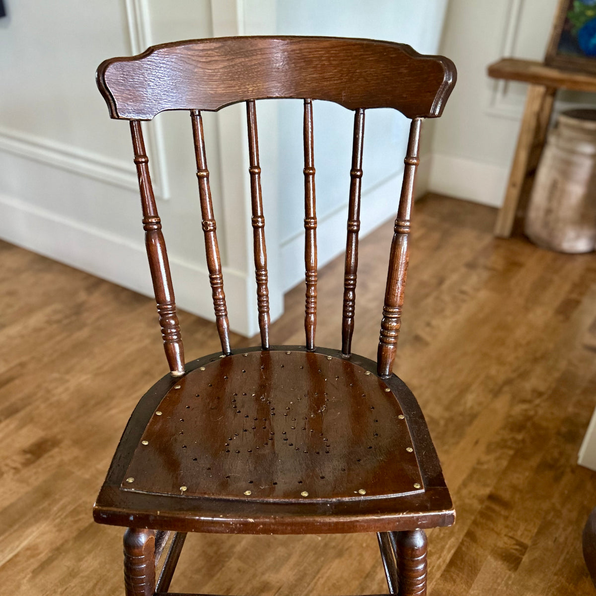 Victorian Country Side Chair with Folk Art Pierced Seat
Circa 1870-1900
