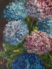 French antique Hydrangeas oil on canvas