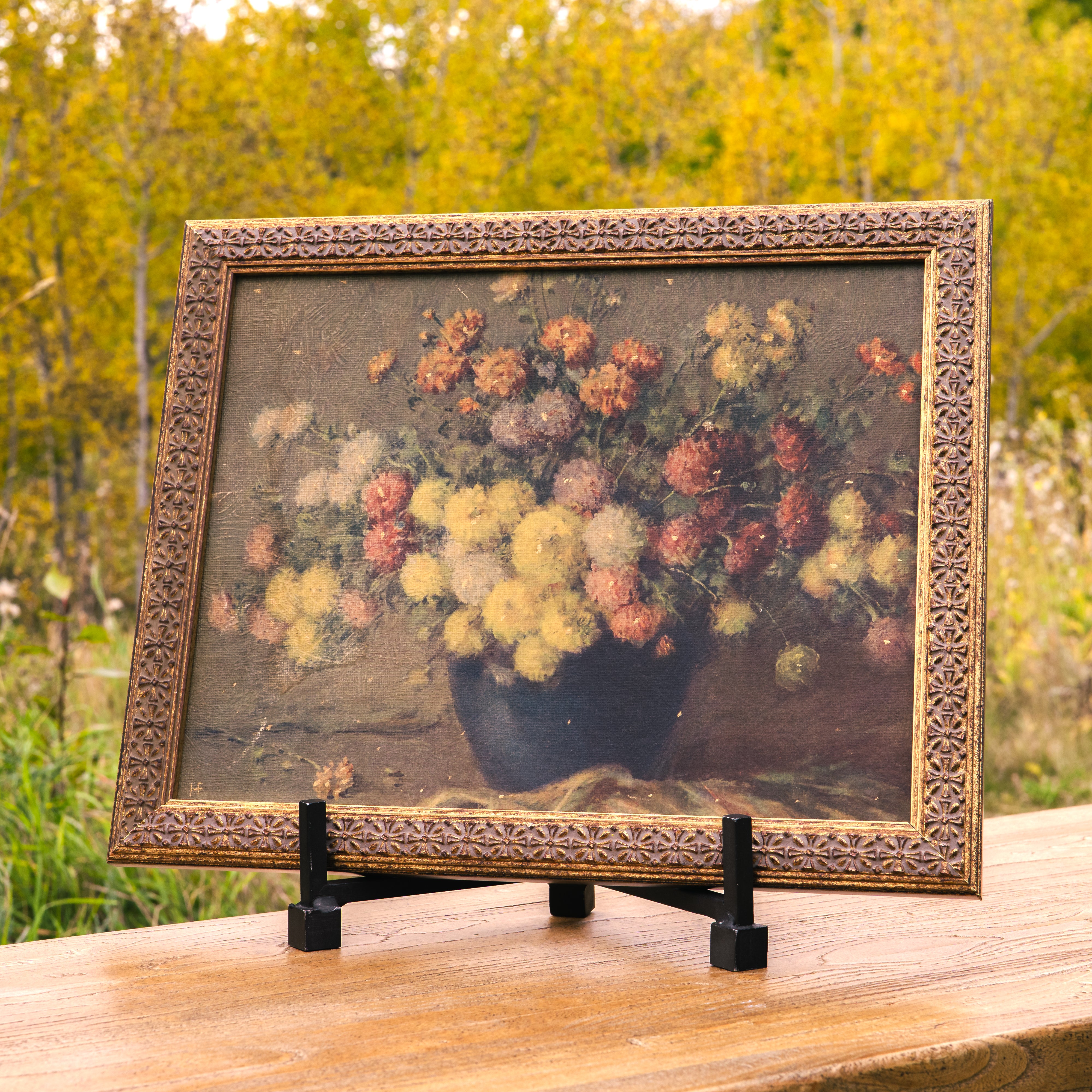 Vintage still life print in gilt frame