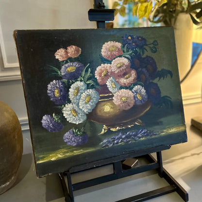 Antique European Floral Still Life Oil on Canvas